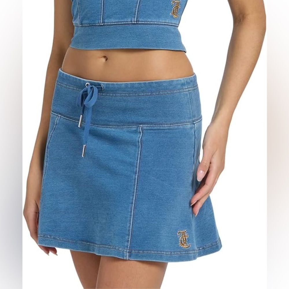 NWOT Juicy Couture Blue Denim like mini skirt size XL